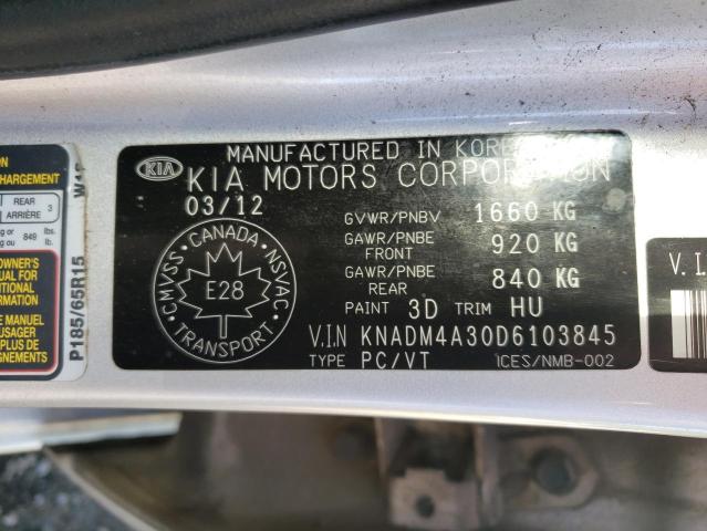Photo 10 from auction – 2013 KIA RIO LX with VIN KNADM4A30D6103845