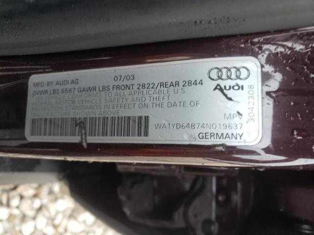 Photo 10 from auction – 2004 AUDI ALLROAD with VIN WA1YD64B74N019637