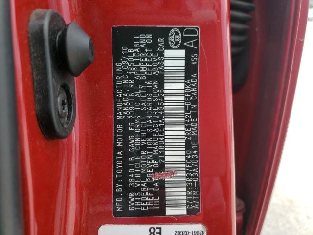 Photo 10 from auction – 2010 TOYOTA COROLLA BA with VIN 2T1BU4EE1AC485426