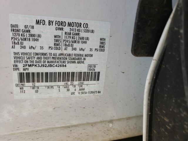 Photo 10 from auction – 2018 FORD EDGE SEL with VIN 2FMPK3J92JBC42694
