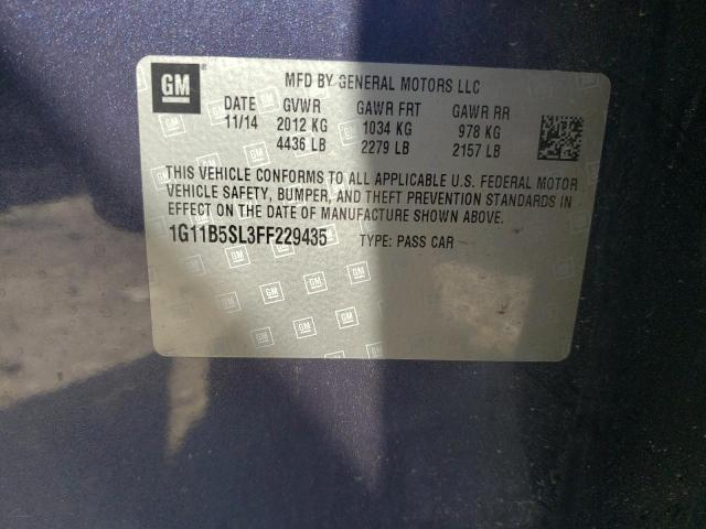 Photo 10 from auction – 2015 CHEVROLET MALIBU LS with VIN 1G11B5SL3FF229435