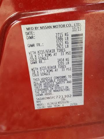 Photo 10 from auction – 2015 NISSAN PATHFINDER with VIN 5N1AR2MN5FC721302