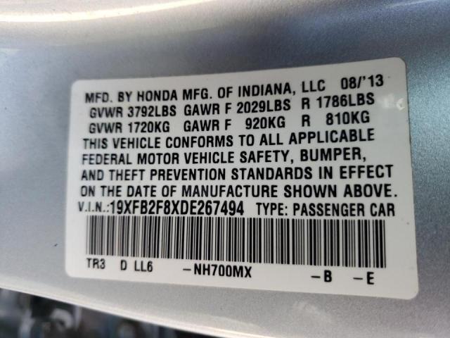 Photo 10 from auction – 2013 HONDA CIVIC EX with VIN 19XFB2F8XDE267494