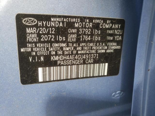Photo 10 from auction – 2012 HYUNDAI ELANTRA with VIN KMHDH4AE4CU491371