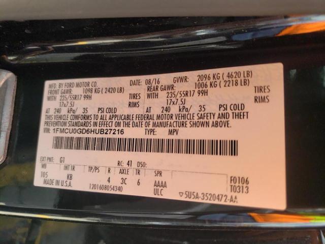 Photo 10 from auction – 2017 FORD ESCAPE SE with VIN 1FMCU0GD6HUB27216