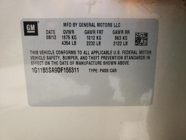 Photo 10 from auction – 2013 CHEVROLET MALIBU LS with VIN 1G11B5SA9DF156311