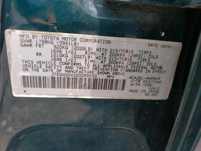 Photo 10 from auction – 2002 TOYOTA RAV4 with VIN JTEGH20V220059533