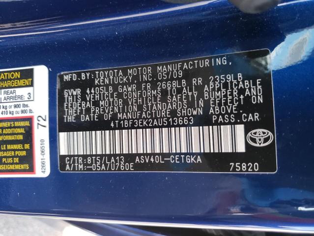 Photo 10 from auction – 2010 TOYOTA CAMRY BASE with VIN 4T1BF3EK2AU513663