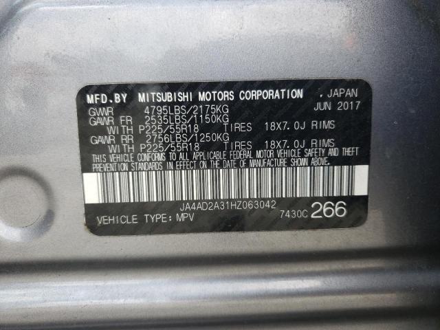 Photo 10 from auction – 2017 MITSUBISHI OUTLANDER with VIN JA4AD2A31HZ063042