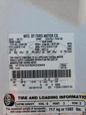 Photo 10 from auction – 2013 FORD F150 SUPER with VIN 1FTFW1EF8DKD23654