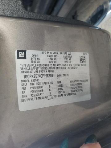 Photo 10 from auction – 2012 CHEVROLET SILVERADO with VIN 1GCPKSE74CF196259