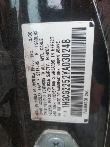 Photo 10 from auction – 2000 HONDA ACCORD EX with VIN 1HGCG2252YA030248