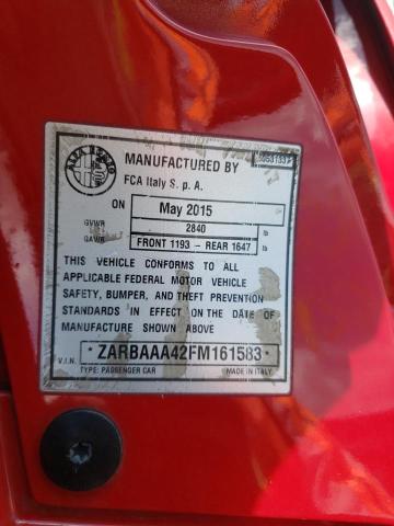 Photo 10 from auction – 2015 ALFA ROMEO 4C with VIN ZARBAAA42FM161583