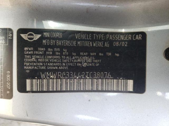 Photo 10 from auction – 2002 MINI COOPER with VIN WMWRC33442TC38076