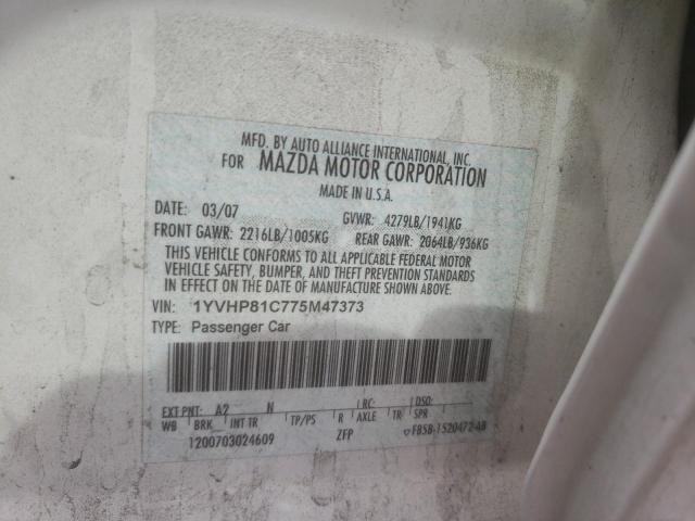 Photo 10 from auction – 2007 MAZDA 6 I with VIN 1YVHP81C775M47373