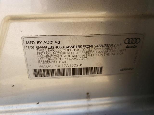 Photo 10 from auction – 2007 AUDI A4 2 with VIN WAUAF78E17A150289