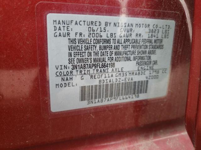 Photo 10 from auction – 2015 NISSAN SENTRA S with VIN 3N1AB7AP9FL664198