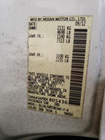 Photo 10 from auction – 2013 NISSAN MAXIMA S with VIN 1N4AA5AP0DC805436