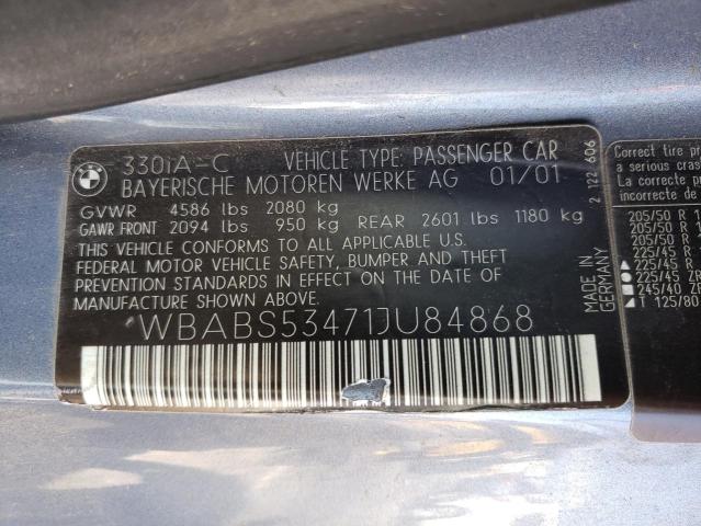 Photo 10 from auction – 2001 BMW 330 CI with VIN WBABS53471JU84868