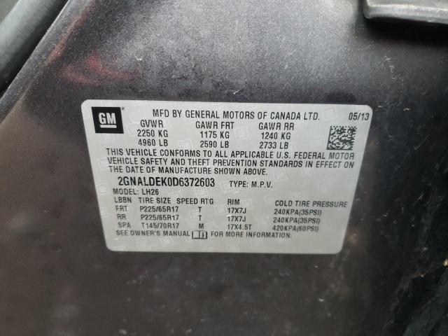 Photo 10 from auction – 2013 CHEVROLET EQUINOX LT with VIN 2GNALDEK0D6372603