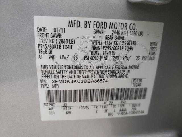 Photo 10 from auction – 2011 FORD EDGE LIMIT with VIN 2FMDK3KC2BBA86574