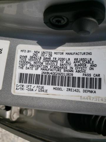 Photo 10 from auction – 2009 TOYOTA COROLLA BA with VIN 1NXBU40E29Z011809