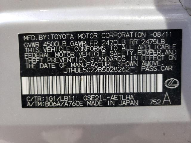 Photo 10 from auction – 2011 LEXUS IS 350 with VIN JTHBE5C22B5028262