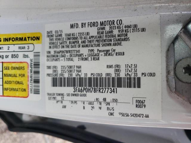 Photo 10 from auction – 2015 FORD FUSION SE with VIN 3FA6P0H78FR277341