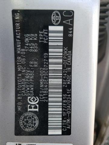 Photo 10 from auction – 2009 TOYOTA COROLLA BA with VIN 2T1BU40E79C072719