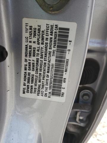 Photo 10 from auction – 2012 HONDA CIVIC LX with VIN 19XFB2F52CE023441