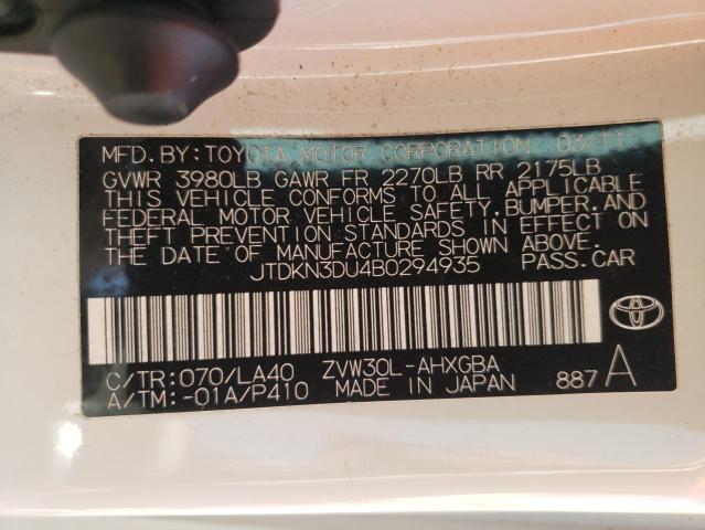 Photo 10 from auction – 2011 TOYOTA PRIUS with VIN JTDKN3DU4B0294935