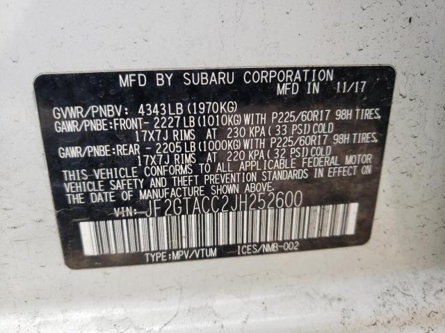 Photo 10 from auction – 2018 SUBARU CROSSTREK with VIN JF2GTACC2JH252600