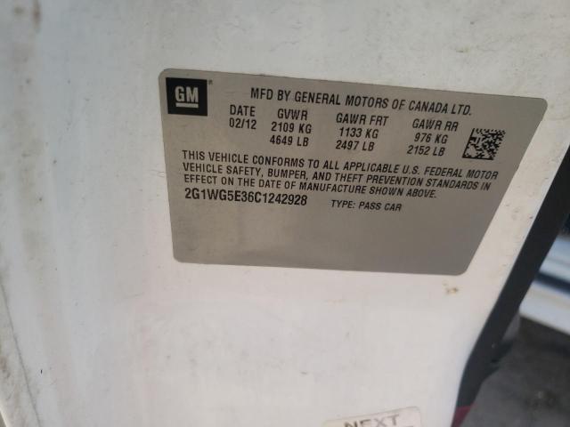 Photo 10 from auction – 2012 CHEVROLET IMPALA LT with VIN 2G1WG5E36C1242928