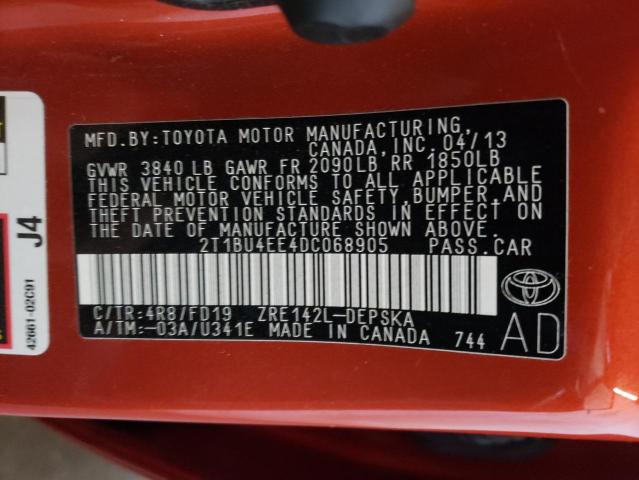 Photo 10 from auction – 2013 TOYOTA COROLLA BA with VIN 2T1BU4EE4DC068905