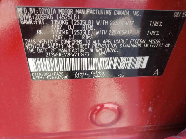 Photo 10 from auction – 2015 TOYOTA RAV4 XLE with VIN 2T3WFREV2FW213473