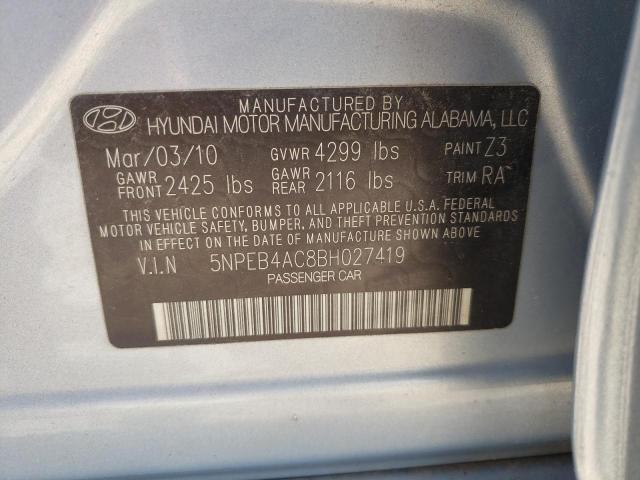 Photo 10 from auction – 2011 HYUNDAI SONATA GLS with VIN 5NPEB4AC8BH027419