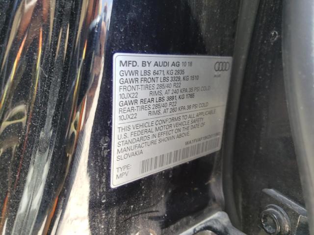 Photo 10 from auction – 2019 AUDI Q8 PRESTIG with VIN WA1FVAF19KD011862