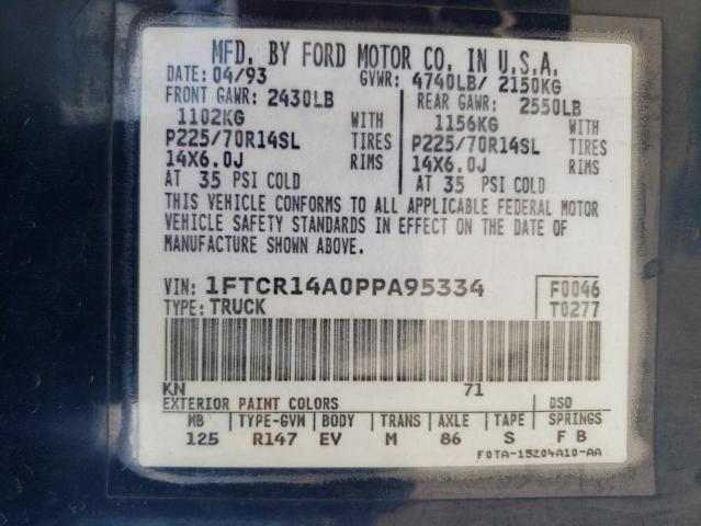 Photo 10 from auction – 1993 FORD RANGER SUP with VIN 1FTCR14A0PPA95334