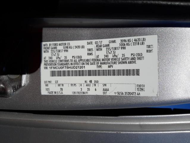 Photo 10 from auction – 2017 FORD ESCAPE S with VIN 1FMCU0F75HUD21201
