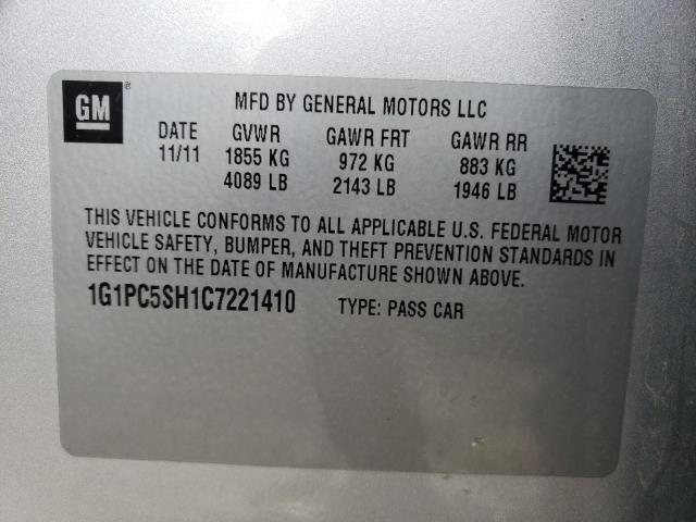 Photo 10 from auction – 2012 CHEVROLET CRUZE LS with VIN 1G1PC5SH1C7221410