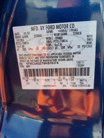 Photo 10 from auction – 2008 FORD ESCAPE XLS with VIN 1FMCU02Z78KB76374