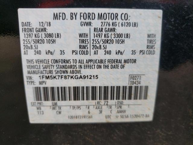 Photo 10 from auction – 2019 FORD EXPLORER L with VIN 1FM5K7F87KGA91215