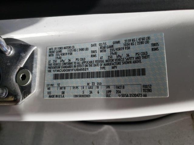 Photo 10 from auction – 2015 FORD ESCAPE SE with VIN 1FMCU0G91FUB45521