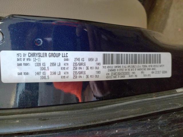Photo 10 from auction – 2012 CHRYSLER TOWN & COU with VIN 2C4RC1BG4CR228351