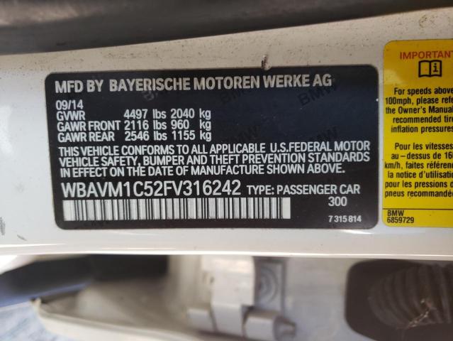 Photo 10 from auction – 2015 BMW X1 SDRIVE2 with VIN WBAVM1C52FV316242