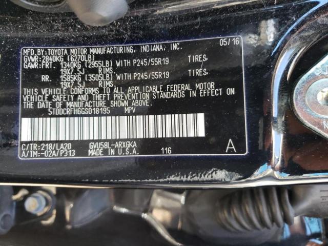 Photo 10 from auction – 2016 TOYOTA HIGHLANDER with VIN 5TDDCRFH6GS018195