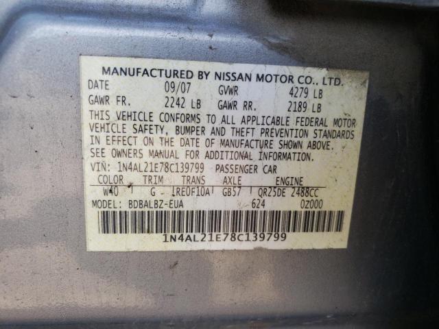 Photo 10 from auction – 2008 NISSAN ALTIMA 2.5 with VIN 1N4AL21E78C139799