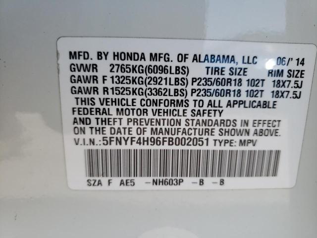 Photo 10 from auction – 2015 HONDA PILOT TOUR with VIN 5FNYF4H96FB002051