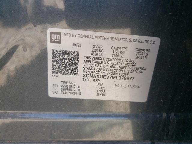 Photo 10 from auction – 2021 CHEVROLET EQUINOX LT with VIN 3GNAXUEV7ML379977