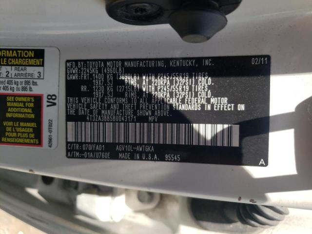 Photo 10 from auction – 2011 TOYOTA VENZA with VIN 4T3ZA3BB5BU043171